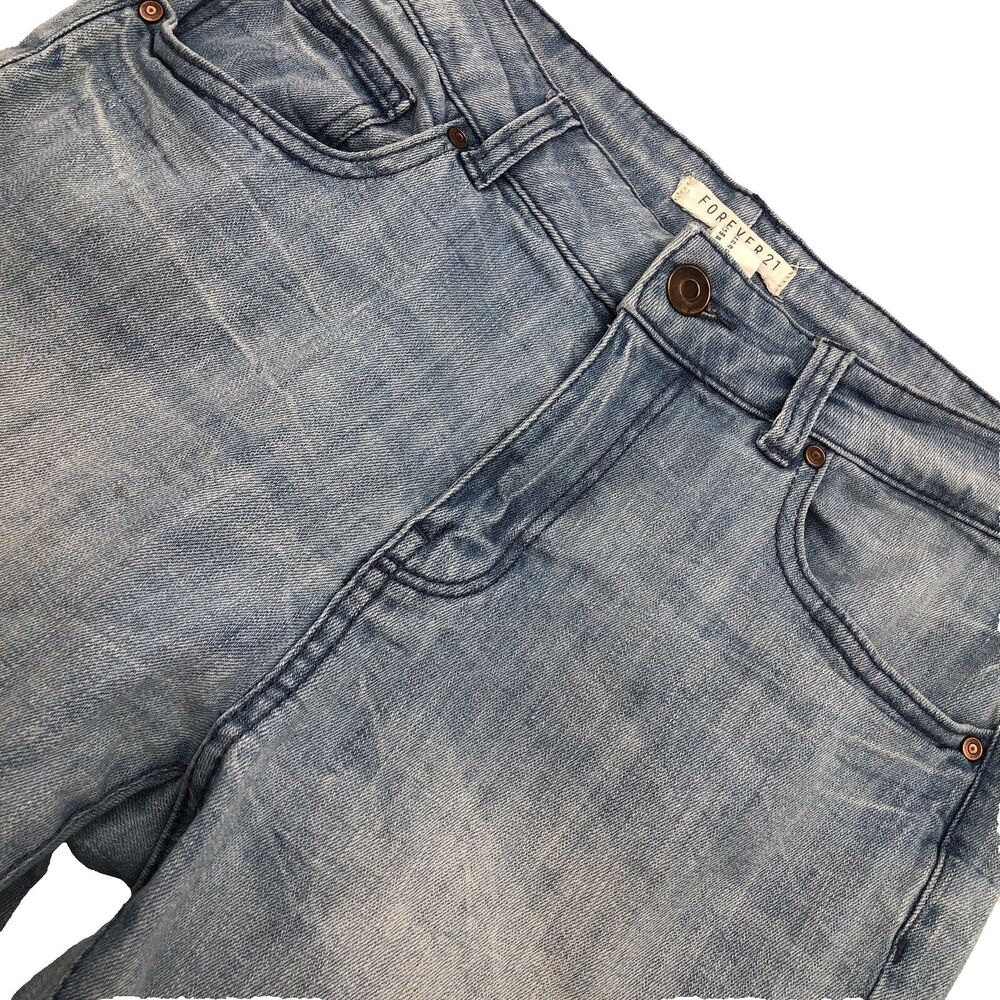 Forever 21 Women's Skinny Ankle Jeans Size 29 Light Wash Mid Rise Grunge